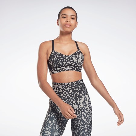 Reebok Lux Remienkové Modern Safari Print Sports Bra Čierne | RIZAO3657