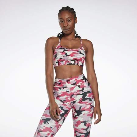 Reebok Lux Vychudnutý Remienkove Camo Print Sports Bra Ruzove | QHVJZ8971