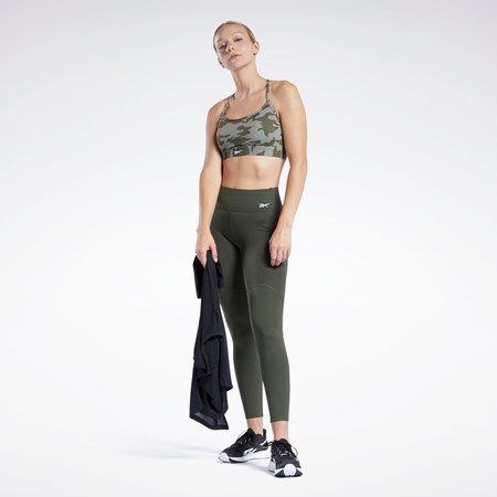 Reebok Lux Vychudnutý Remienkove Camo Print Sports Bra Zelene | UOWYI7406