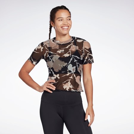 Reebok MYT Allover Print Mesh T-Shirt Čierne | VSPXY3625