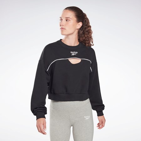 Reebok Piping Crewneck Sweatshirt Čierne | ZLNQK5238