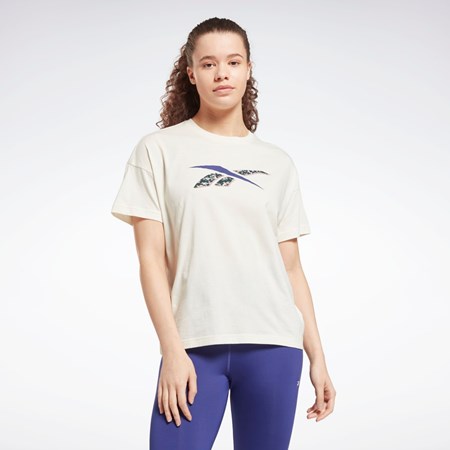 Reebok Tréningová Essentials Modern Safari Grafika Tee Biele | QTMNU5637