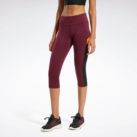 Reebok Workout Ready Mesh Capri Tights Bordove | SJGNH4619