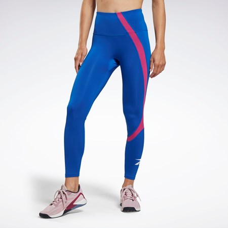 Reebok Workout Ready Vector Leggings Modre | NTEOB4253